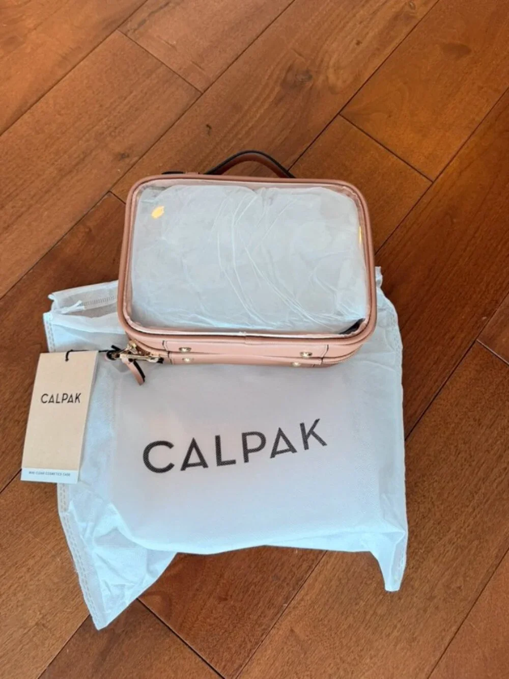 CALPAK Clear Cosmetic Case Blush Pink NWT
